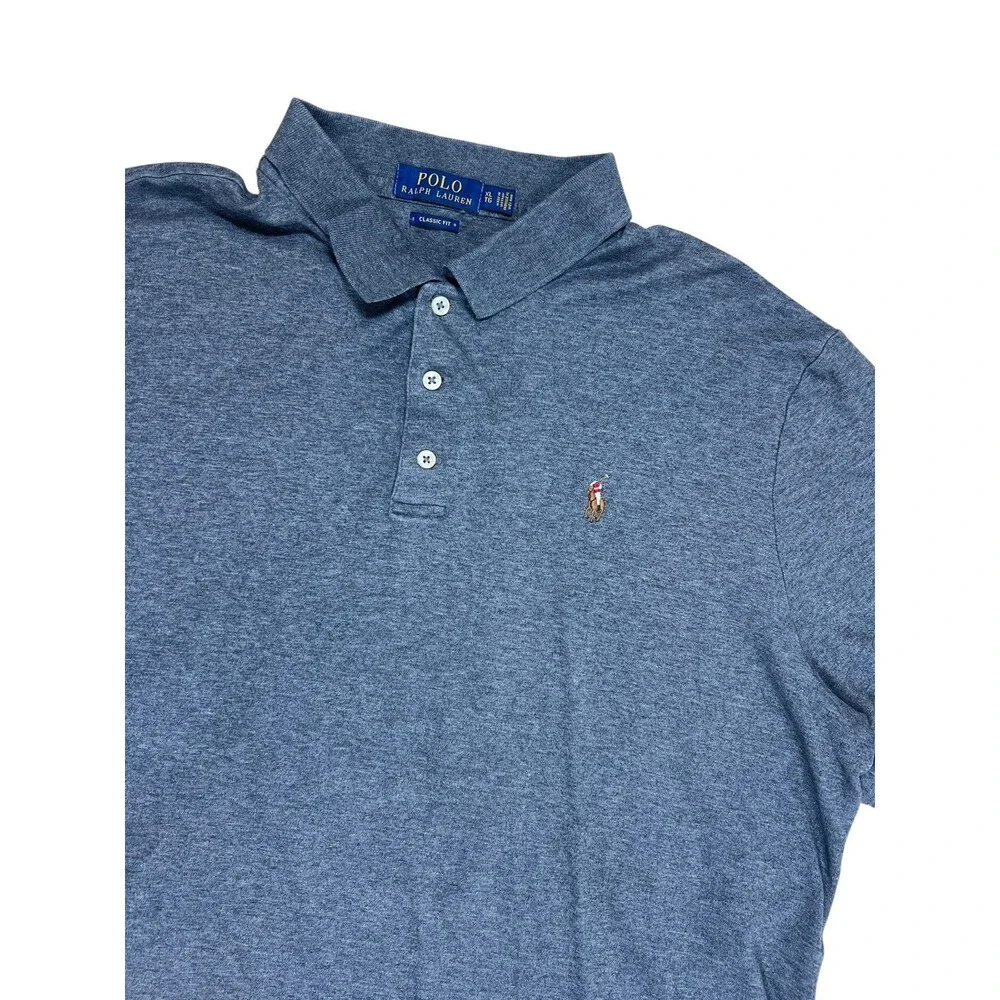 Polo Ralph Lauren Classic Fit Charcoal Gray Cotton Polo Shirt Men's XL